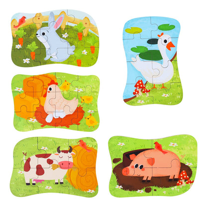 Puzzle Infantil BBLIKE de Animales – 5 Imágenes, Ideal para Niños y Niñas 3-5 Años
