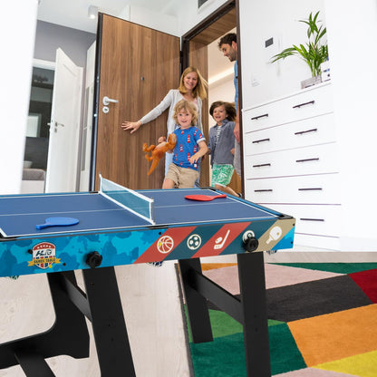 JUEGO DE MESA 5 EN 1 – Multijuegos infantil y familiar: Ping Pong, Billar, Fútbol, Hockey y Baloncesto