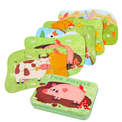 Puzzle Infantil BBLIKE de Animales – 5 Imágenes, Ideal para Niños y Niñas 3-5 Años
