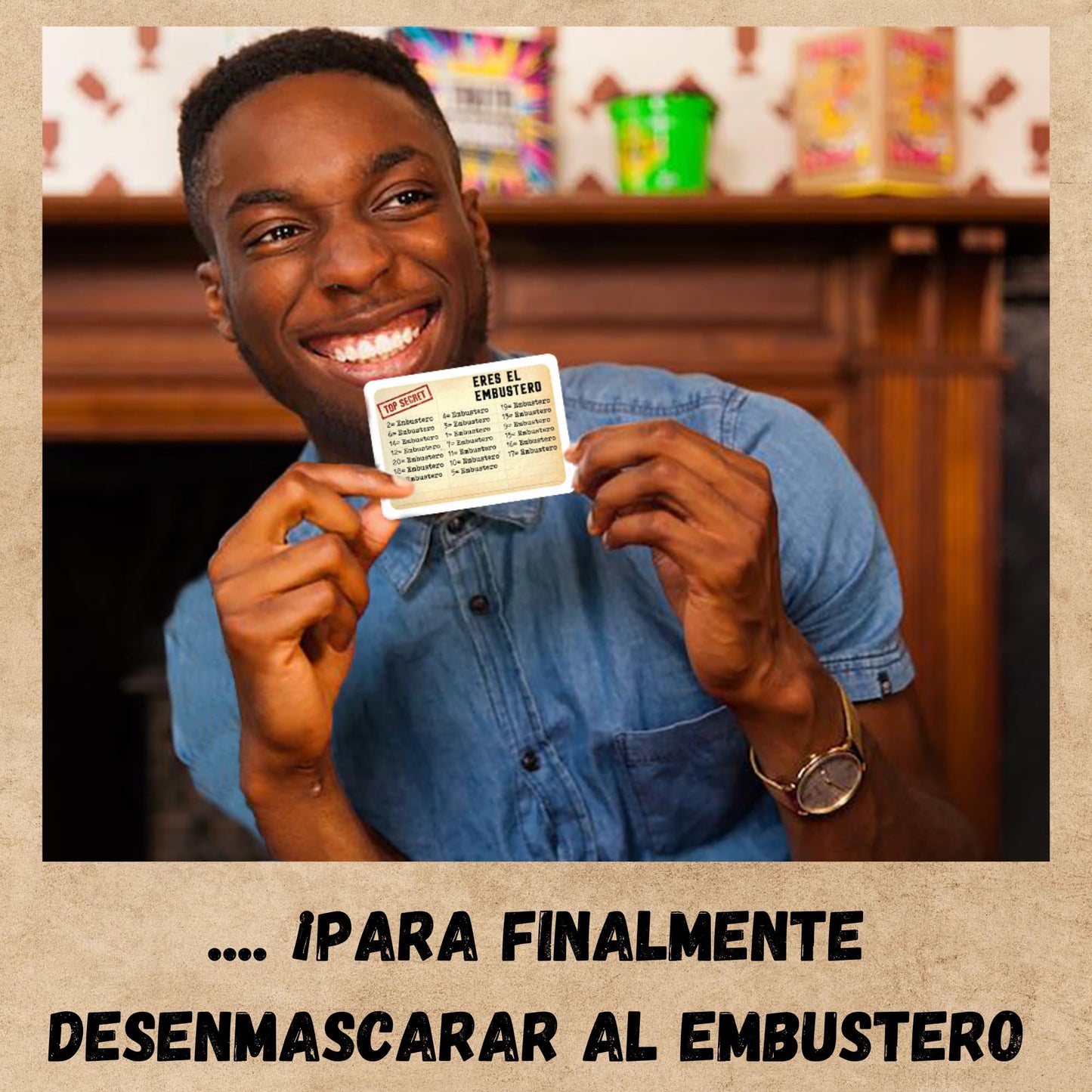 Oh Happy Games - El Embustero - ¿Conseguirás desenmascararlo? ¡Faroles, Creatividad, Juegos de Palabras y sospechas! Juego de Mesa - Familiar, Adultos y Chicos