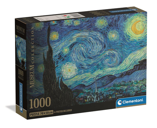 Puzzle Clementoni 1000 piezas – La Noche Estrellada de Van Gogh | Collection Museum | Compact