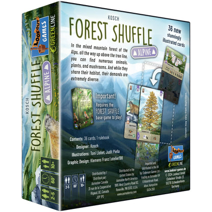 Lookout Expansión del juego de cartas Forest Shuffle Alpine - 36 cartas nuevas para un juego mejorado. Añade nuevas especies y árboles, juego de estrategia para niños y adultos, a partir de 10 años, 2