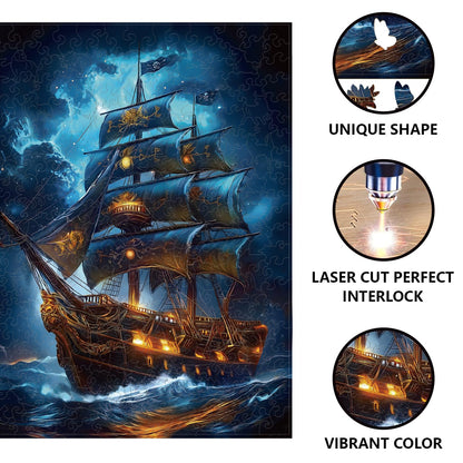 Rompecabezas GLOBLELAND Barco Pirata 300 piezas – Puzzle de Madera para Adultos y Niños