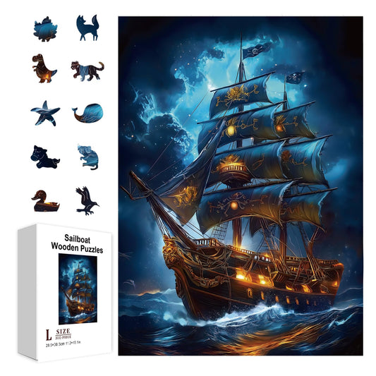 Rompecabezas GLOBLELAND Barco Pirata 300 piezas – Puzzle de Madera para Adultos y Niños