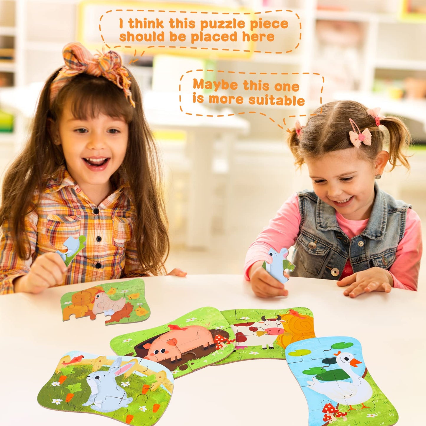 Puzzle Infantil BBLIKE de Animales – 5 Imágenes, Ideal para Niños y Niñas 3-5 Años
