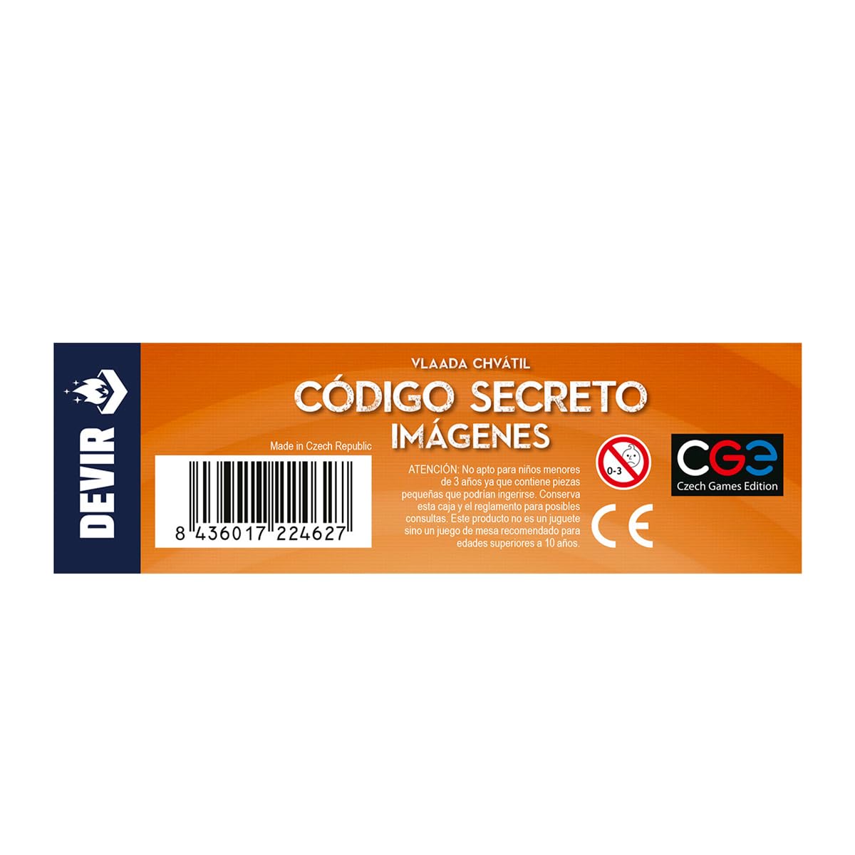 Laterales de la caja del juego de mesa Código Secreto Imágenes con diseño y detalles
