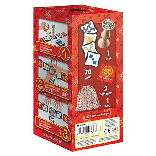 Parte trasera de la caja del juego de mesa Jungle Speed con descripción y componentes