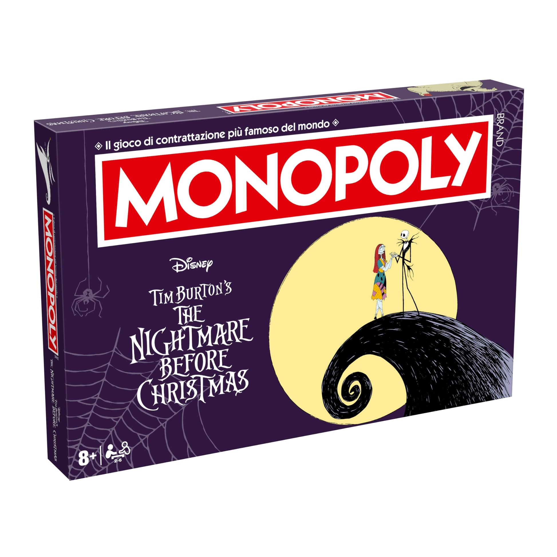 Caja frontal del Monopoly Pesadilla Antes de Navidad con diseño temático de Jack Skellington