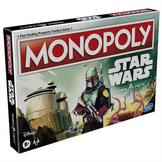 Caja frontal del Monopoly Star Wars Boba Fett con diseño inspirado en el personaje y la saga galáctica