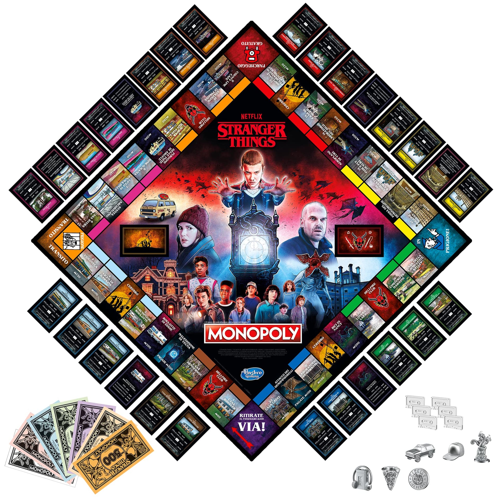 Tablero de Monopoly Stranger Things con casillas basadas en personajes y lugares de la serie