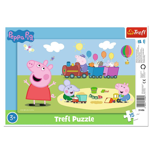 Caja del puzle de Peppa Pig con imagen infantil y logotipo oficial