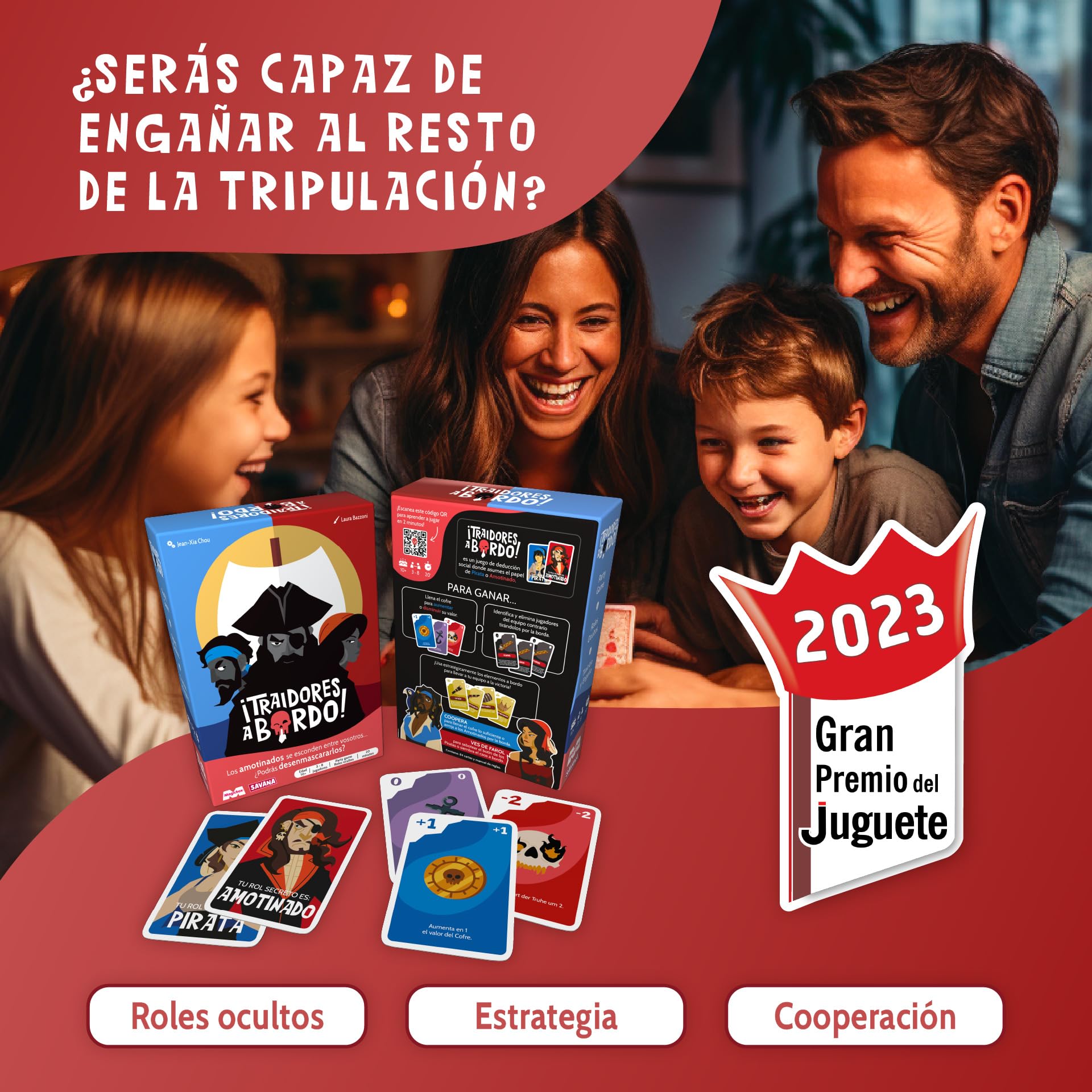 Jugadores disfrutando de una partida al juego de mesa Traidores a Bordo