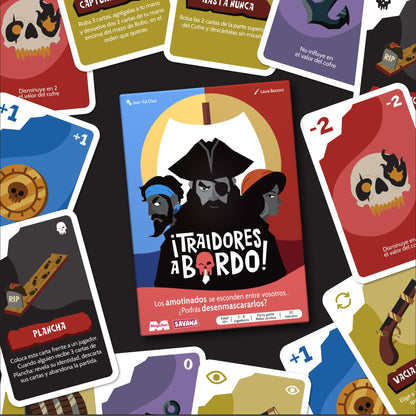 Portada del juego de mesa Traidores a Bordo con temática pirata