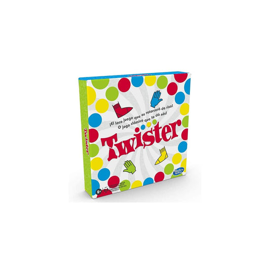 Caja del juego Twister con logotipo y diseño colorido